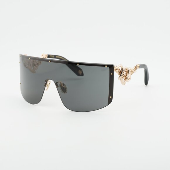 Roberto Cavalli SRC015M 0300 Sunglasses Gold Shield Frame, Brown Lenses main image 10